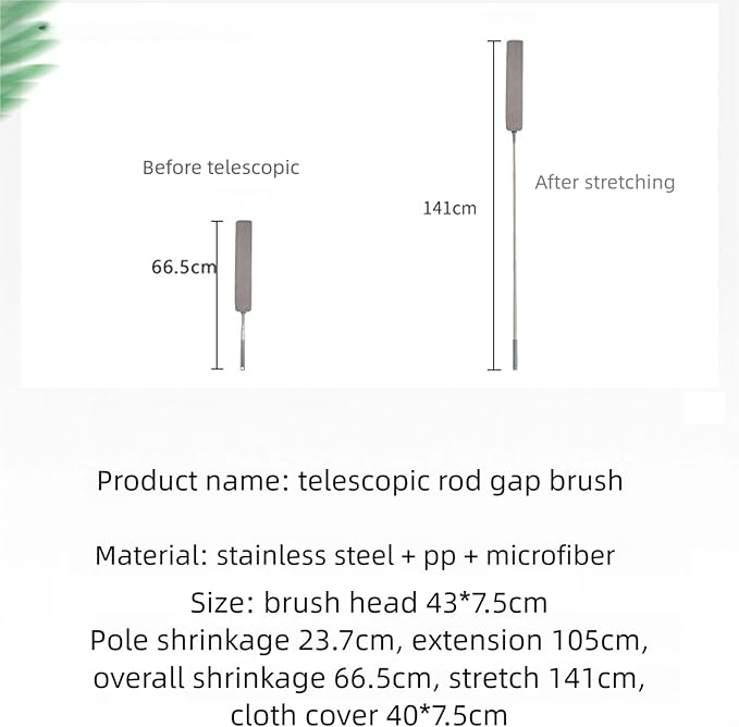 Retractable Gap Dust Cleaner, Extendable Microfiber Duster with Bendable & Removable Head, 2025 New Reusable Washable Dusting Wand for Home,Ceiling,Blinds,Under (1pc)