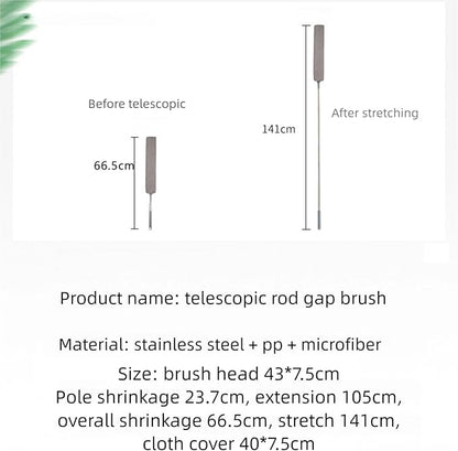Retractable Gap Dust Cleaner, Extendable Microfiber Duster with Bendable & Removable Head, 2025 New Reusable Washable Dusting Wand for Home,Ceiling,Blinds,Under (1pc)