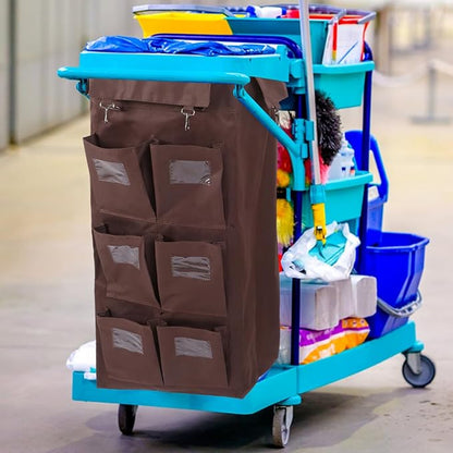OUNONA Janitorial Cart Bag Large Capacity Leakproof Cleaning Cart Organizer Compatible with Hotel Housekeeping Carts 33.46X15.35X10.43 Inch