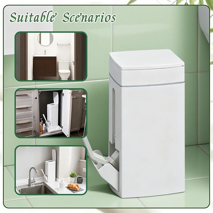 Bathroom Trash Can with Toilet,Slim Bathroom Trash Can,Toilet Brush and Holder Set,4.5 Liter / 1.2 Gallon Press Type Odor Proof rv Trash can,for Bathrooms, RVs, Small Spaces