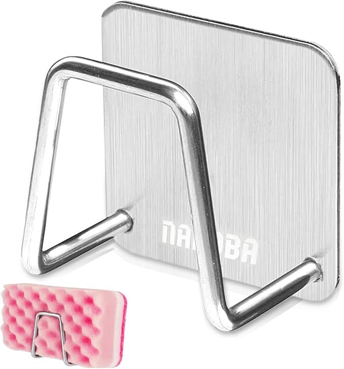 Stainless Steel Sponge Holder for Kitchen Sink – Compact & Durable Kitchen Sink Sponge Holder – Easy to Install, Keeps Item Dry, Saves Storage Space | Suitable for Metal, Glass, Ceramic, Wood & More