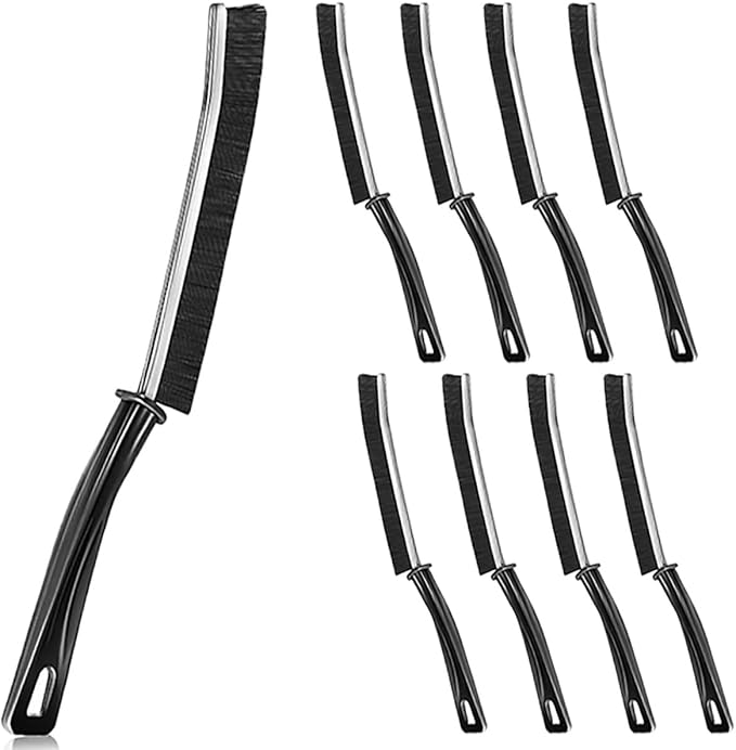 Hard Bristle Crevice Cleaning Brush.Multi-Purpose New Cleaning Brush Tool, Black Bristles with Ergonomic Grip Bathroom Gap Brush, Home, Kitchen, Bathroom, Faucets, Toilet,Window, Vehicle, (9)