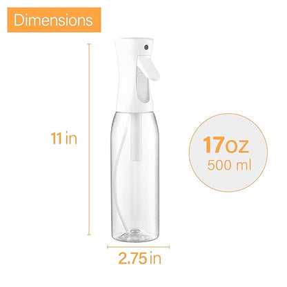 2 Pack Continuous Spray Bottle for Hair & Cleaning - 17 OZ Ultra Fine Mist Sprayer | Water Spray Bottle Mister (2pk 17oz)