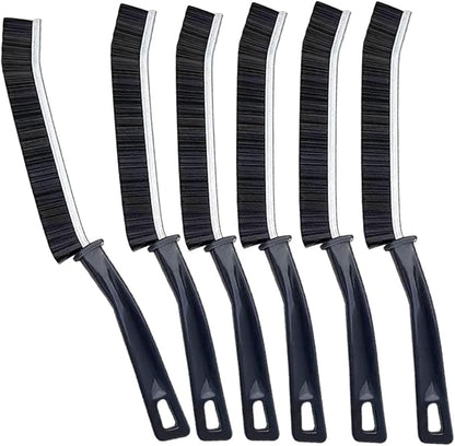 Hard Bristle Crevice Cleaning Brush.Multi-Purpose New Cleaning Brush Tool, Black Bristles with Ergonomic Grip Bathroom Gap Brush, Home, Kitchen, Bathroom, Faucets, Toilet,Window, Vehicle, (6)