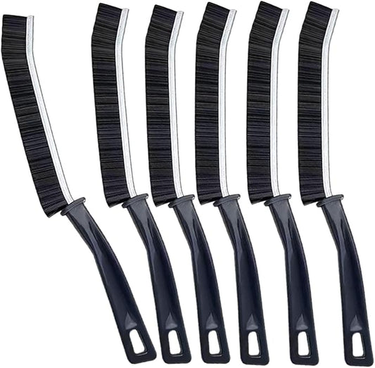 Hard Bristle Crevice Cleaning Brush.Multi-Purpose New Cleaning Brush Tool, Black Bristles with Ergonomic Grip Bathroom Gap Brush, Home, Kitchen, Bathroom, Faucets, Toilet,Window, Vehicle, (6)