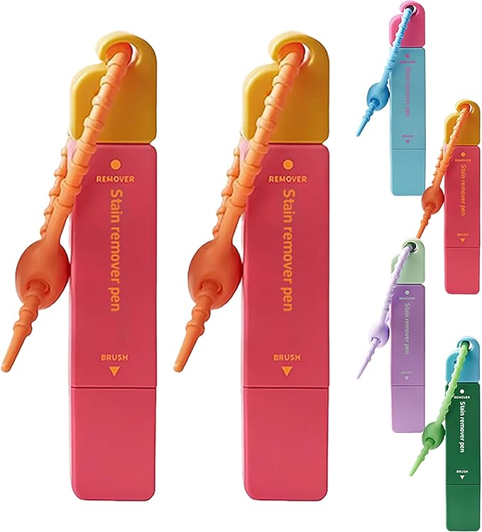 Double-Headed Instant Stain Remover Pen, Portable Dual-Tip Stain Remover Pen for Clothes Spot, Instant Fabric Stains Removers Pens for Oil Wine and Food Stains, Dates, Office, Travel Using (Red)