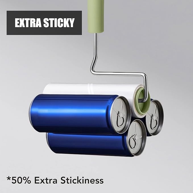 Extra Sticky Large Surface Lint Roller, 6.3'' Giant Lint Roller for Pet Hair, Long Handle Lint Remover for Clothes, Furniture, Dog & Cat Hair Remover (1 Roller + 270 Sheets)