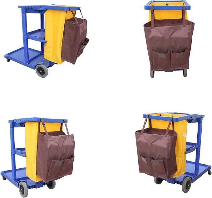 Multipurpose Housekeeping cart Bag Separate Storage Bag,Replacement Janitorial cart Bag,Organizer Housekeepers Cart Sorting Pocket, Used for Material Storage Transport (Brown)