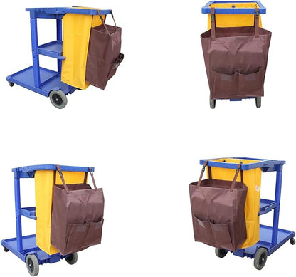 Multipurpose Housekeeping cart Bag Separate Storage Bag,Replacement Janitorial cart Bag,Organizer Housekeepers Cart Sorting Pocket, Used for Material Storage Transport (Brown)