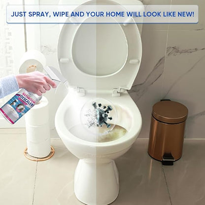 Bathroom Descaler Foam Cleaner 2025|Powerful Cleaner Spray for Shower,Bathtub,Glass,Faucet,Tile,Toilet|Strong Cleaning for Stubborn Stains&Limescale Removal with 2 Microfiber Cloths (1 PC-2oz)
