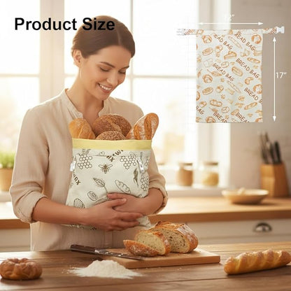 Beeswax Bread Bags for Sourdough & Homemade Bread - Reusable, Eco-Friendly Food Storage Bags, XL 12x17 Inch (2 Pack), Moisture Lock for Freshness