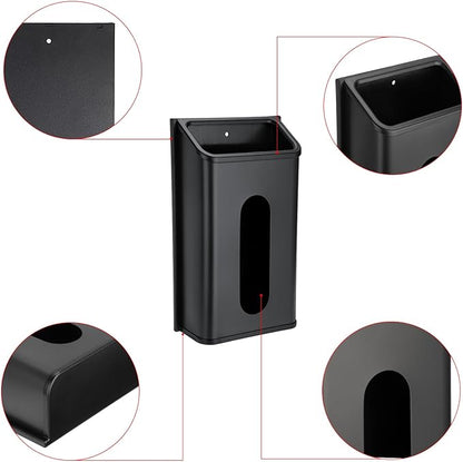 Sumnacon Grocery Bag Dispenser Wall Mount Stainless Steel Bag Dispenser for Plastic Bags Sturdy Grocery Bag Holder with Screws Adhesives Plastic Bag Holder for Kitchen Pantry Cabinet (Black)