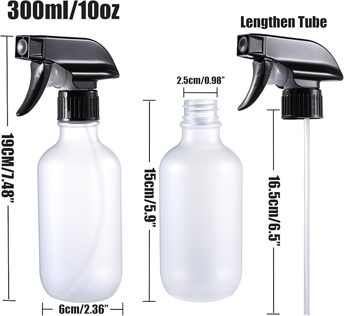 GearTrust Spray Bottles 10 oz BPA-free Matt Plastic Small Squirt Bottle, Fine Mist/Strong Stream Adjustable, Refillable Empty Mister Water Spray Bottles for Hair, Plant, Cleaning, Pet
