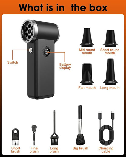 Superpower Electric Air Duster-180000RPM Brushless Cordless Air Duster for Deep Cleaning, 8000mAh, 45W Fast Charge, 4 Speeds. Mini Dust Blower for PC, Keyboard, Car, Home & Outdoor