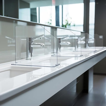 Vesici 2 Pcs Clear Acrylic Sink Splash Guard Freestanding Panel Barrier with Easy Reach Cutaway Kitchen Guard Protective Splatter Barrier for Home Hospital(19" Length, 18" Height, 4.5" Base)