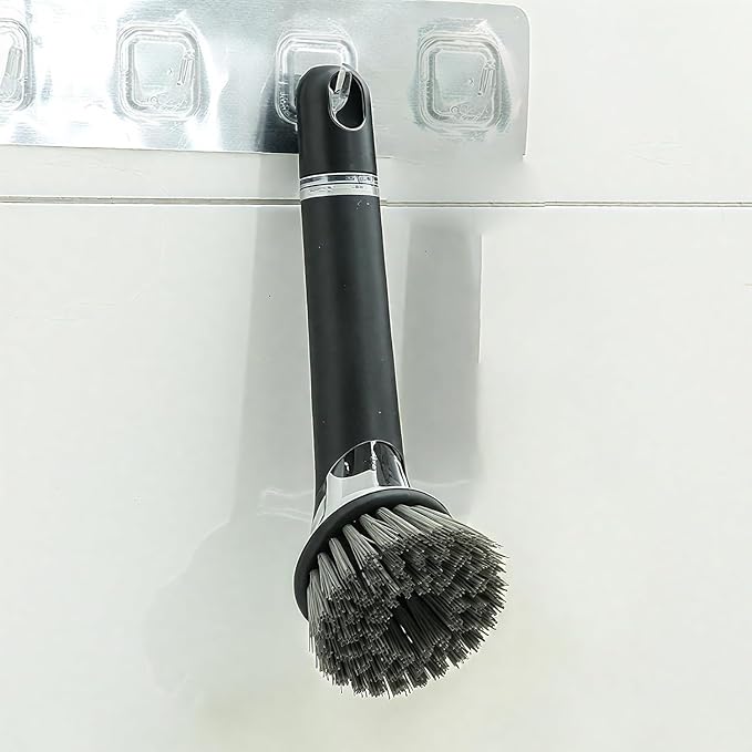 Dish Brush with Soap Dispenser: Kitchen Dish Scrubber, Extended Leak-Proof Handle for Pot Pan Sink Dishes Deep Cleaning