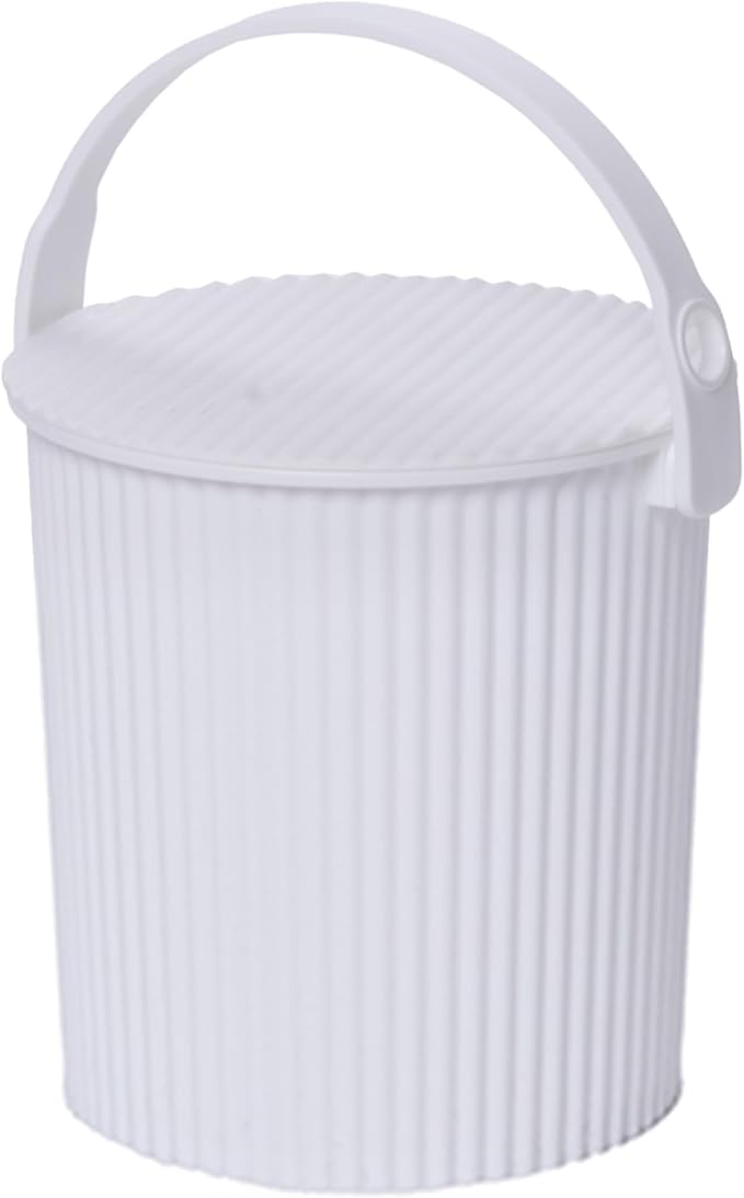 Hachiman Micro Bucket - 0.18 Gallon Heavy Duty Bucket with Lid and Handle - Hands-Free Filling - Easy to Stack and Store - Indoor Outdoor Use - 4.9" x 4.6" - White