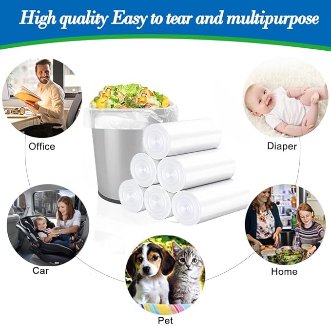 5 Gallon 80pcs (Fit 4.5-5.3 Gal) Small Clear Trash Bags Strong Garbage Bags, 18-20 Liter Bathroom Trash Can Bin Liners, Unscented Plastic Bags for Office, Waste Basket Liner, 4.5,5Gal-Clear