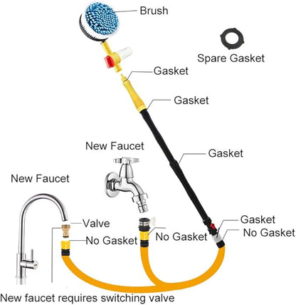 Car Wash Brush Car Cleaning Kit 360 Spin Car Mop Microfiber Car Cleaning Brush Detachable & Extendable Scrub Brush Garden Hose Spray Nozzle Spray Gun for Car Home Cleaning & Garden Use