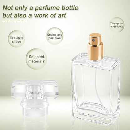 Enenes 8 Pack 30ml/1Oz Refillable Glass Perfume Bottles - Premium Square Gold Atomizer Spray Bottles, Leak-Proof Portable Empty Perfume Containers for Travel, Purse, Gym & Home Office Use