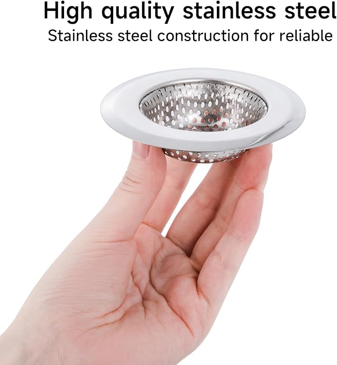 CORNERJOY 2PCS Bathtub Drain Strainer Cover - 2.84 inch Stainless Steel Shower Drain Hair Catcher