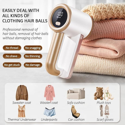 HuanQiu Sensmart Home Hair Trimmer White Model, Clothes Shaver Hair Ball Remover Rechargeable, Six-Tooth Blade with 3 Blades, Sweater Shaver Unisex Hair Remover for Home Clothes, Sofa, Bed Sheets