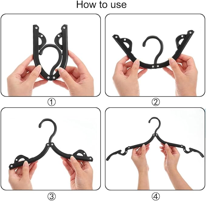 Foldable Travel Hangers,Essentials for Laundry,Portable and Collapsible with Hook,Essentials for Cruise Ship,Vacation,Camping,RV,Road Trip,Hotel,Business Travel, Student Apartment 20 PCS (Black)