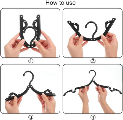 Foldable Travel Hangers,Essentials for Laundry,Portable and Collapsible with Hook,Essentials for Cruise Ship,Vacation,Camping,RV,Road Trip,Hotel,Business Travel, Student Apartment 20 PCS (Black)