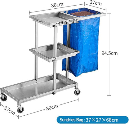 Janitorial Cart on Wheels - Broom and Mop Holder, Cleaning Supplies Organizer for Housekeeping, Storage Tools for Garage, Garden, Closet, and Cabinet