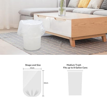 WAIKAS 6 Gallon Trash Bags, 48 Count, Garbage Bags, No Flaps/Ties, 55x65cm,7g/pcs, Unscented, White
