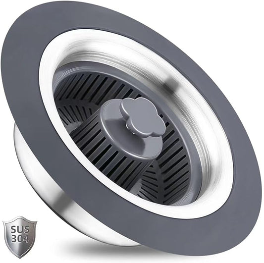 3 in 1 Kitchen Sink Drain Strainer and Stopper Combo, Stainless Steel Pop Up Kitchen Sink Stopper, Sink Drain Strainer for Standard 3-1/2 Inch Drain
