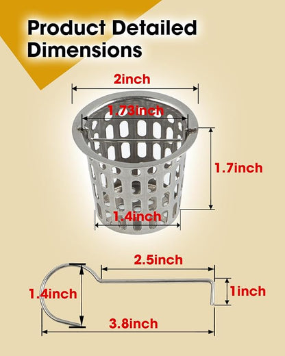 2 Pcs Debris and Hair Strainer for Shower Drains Floor Drain, 2 Inch Stainless Steel Debris Basket Hair Trap Catcher with 2 Lifting Hook, Concave Type