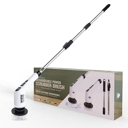 PURSONIC Cordless Rechargeable Power Scrubber Brush with 7 Heads - Extendable & Versatile for Effortless Cleaning