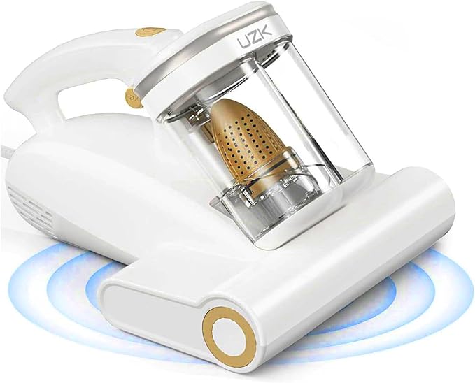Bed Vacuum Cleaner Mattress Vacuum Cleaner,16Kpa Powerful Handheld Vacuums with UV-C Light & Double Dust Cup & High Heating & Ultrasonic & HEPA Filter for Bed Sofa(Corded,Frost White)