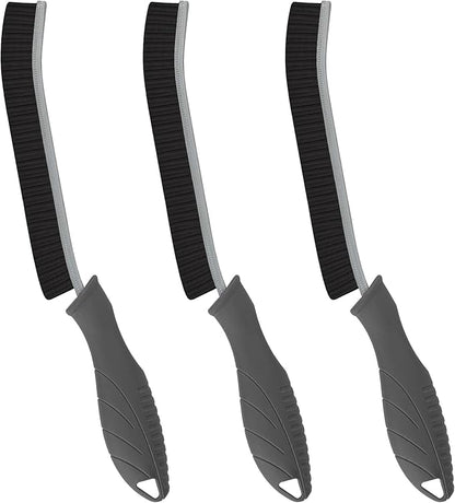 FOOGWEE Hard Bristle Crevice Cleaning Brush - Cleaning Supplies - Household Crevice Cleaning Tools - Multi-Purpose Crevice Brushes for Kitchen, Toilet, Window, Vehicle, Faucets, Grout (3, Grey)