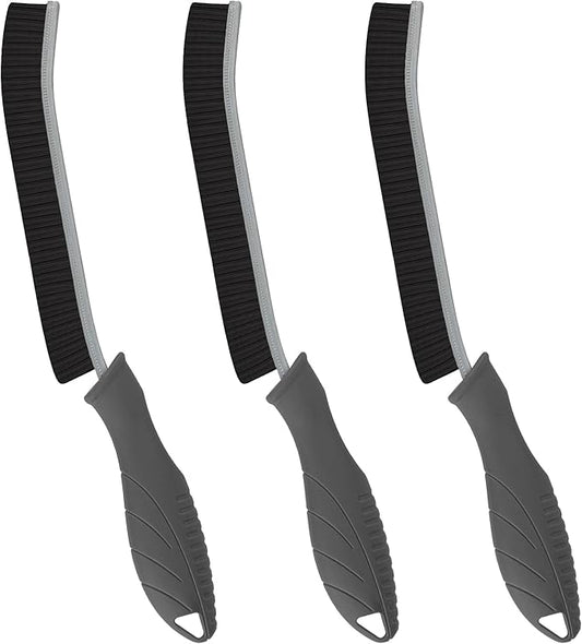 FOOGWEE Hard Bristle Crevice Cleaning Brush - Cleaning Supplies - Household Crevice Cleaning Tools - Multi-Purpose Crevice Brushes for Kitchen, Toilet, Window, Vehicle, Faucets, Grout (3, Grey)