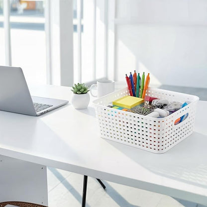 Idomy 6-Pack Plastic Storage Baskets/Bins, Rectangle