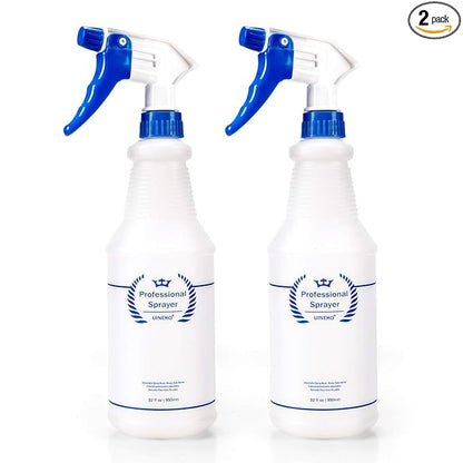 Plastic Spray Bottle 2 Pack, 32 Oz, All-Purpose Heavy Duty Spraying Bottles Leak Proof Mist Empty Water Sprayer for Cleaning Solution, Essential Oils, Hair, Planting with Adjustable Nozzle - Blue