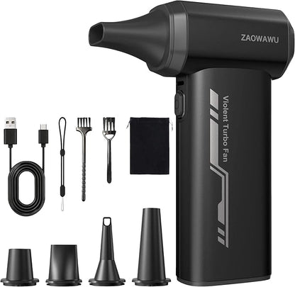 Compressed Air Duster, 150000 RPM Ultra Power Electric Air Duster with Brushless Motor, 3-Gear Rechargeable Cordless Air Blower, with Fast Charging for PC, Keyboard, Car, Home, Outdoor ﻿ (Black)