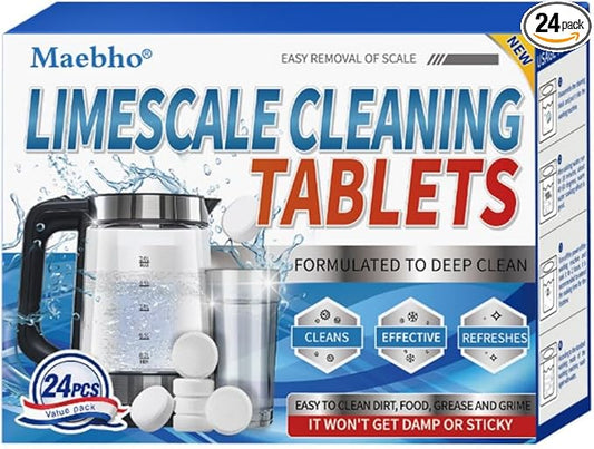 24 Packs Powerful Limescale Cleaning Tablets - Efficient Water Bottle Cleaning Tablets Perfect for Water Bottles, Tumblers, Removes stubborn stains KETTLE & Coffee Cup Cleaner (In Stock at the US)