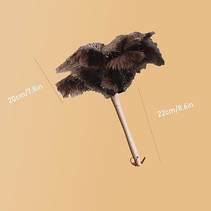 Ostrich Feather Dusters, Naturally Soft, Easy to Dust, Multi-Purpose Use, Solid Wood Handle, 17.3'' Long, Gray