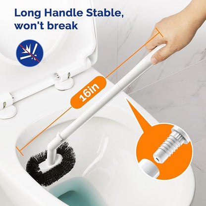 HAMITOR Toilet Plunger and Brush Set for Bathroom Cleaning with Extented Handle - Heavy Duty Toilet Plunger Combo Accessories with Caddy Stand Holder for Small Space - White,2 Sets