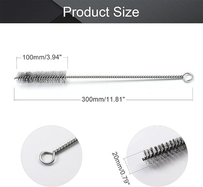 Utoolmart Wire Tube Brushes, Stainless Steel Bottle Bristle Cleaning Spiral Power Pipe Brush,0.8-inch Diameter 12-inch Length, Long-Handle Cleaner for Auto Parts, Bottles,Tubes, Keyboards,Glass
