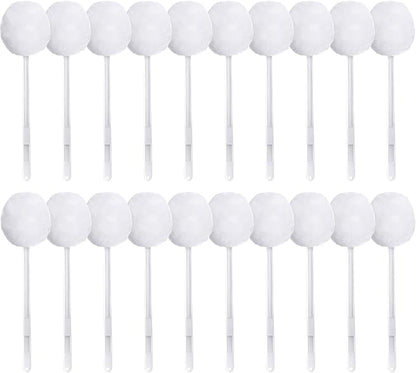 Eaasty Toilet Bowl Brush with Long Plastic Handle Bulk Disposable White Soft Swab Toilet Bowl Cleaners Mop with Silk Cotton Brush for Bathroom, 11 x 4.3 Inch(20 Pack)