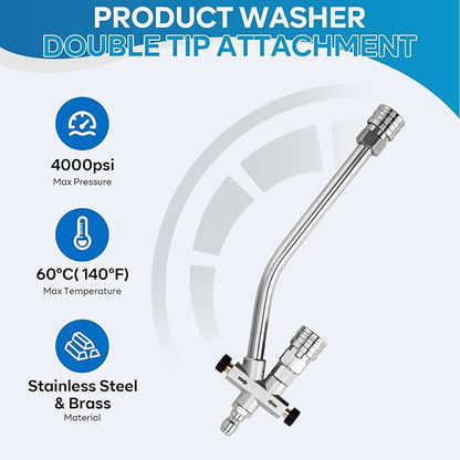 Foam Cannon Dual-Connector Accessory, Pressure Washer Double Tip Attachment for Foam Cannon, Pressure Washer Accessories with 1/4" Quick Connect for Car Wash, 5 Pressure Washer Sprayer Nozzles
