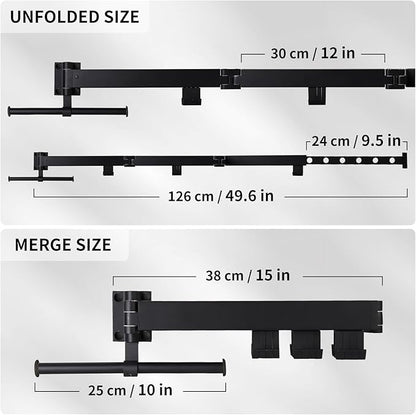 RFOUO Wall Mounted Clothes Drying Rack,Drying Rack Clothing Wall Mount with Foldable Features(Tri-Fold),Space Saver,Wall Mounted Drying Rack for Laundry Balcony Bathroom (Black)