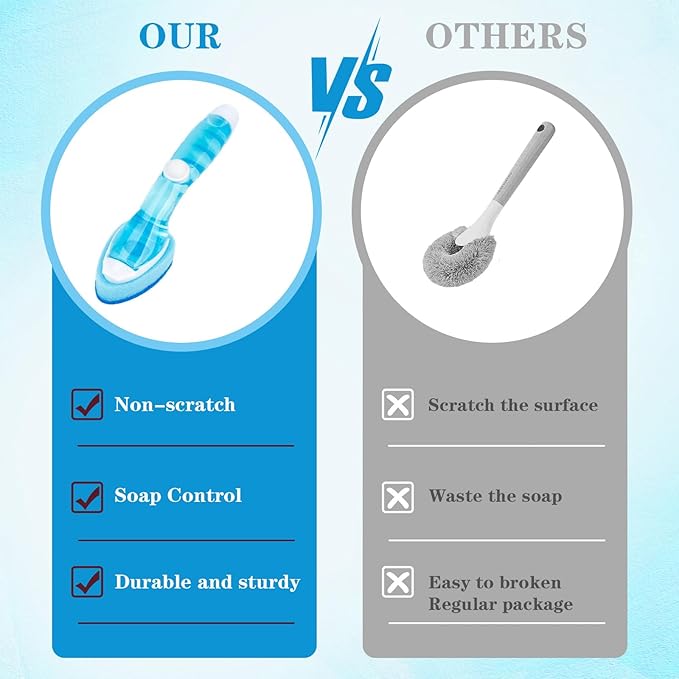 12 Pcs Dishwasher Sponge Dishwand Refills Scrubber Sponges Non Scratch Head Replacement for Dish Wand Heavy Duty Scrub Dots Dispenser Scrubber Pads for Kitchen Cleaning Blue