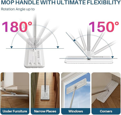 JOYMOOP Mop and Bucket Set, Dust Mops for Floor Cleaning, Wall Mop with 2 Microfiber Mop Head Replacement