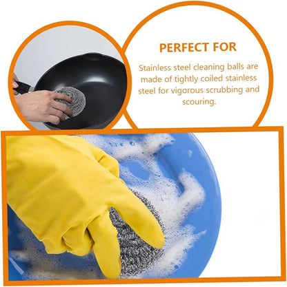 PRETYZOOM 15pcs Stainless Steel Pot Scrubber Set Heavy Duty Steel Wool Balls for Kitchen Cleaning Dishwashing Scouring Pads for Pots Pans and Grills