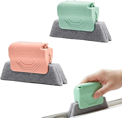 Magic Window Track Cleaner, 2026 New Handheld Cleaning Brush Set, Creative Cleaner Brushes Tools for Window lides Gaps, Sliding Door Track, Tile Lines Shutter Car Vents (2PCS, Pink+Green)